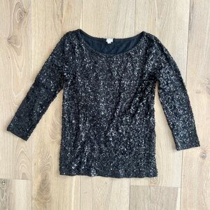 J. Crew Black Sequin Blouse